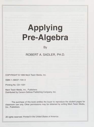 Applying Pre-Algebra
