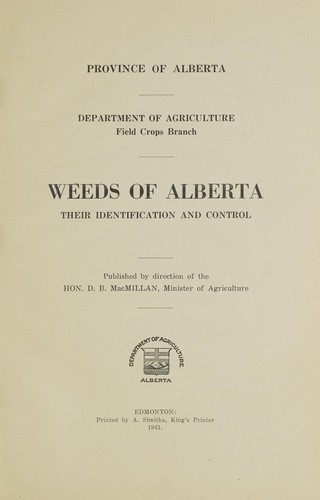Weeds of Alberta - Their identification and control