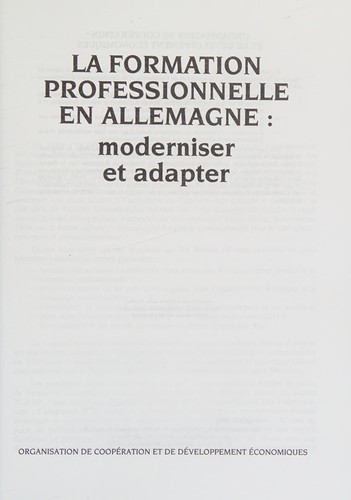 La Formation professionnelle en Allemagne