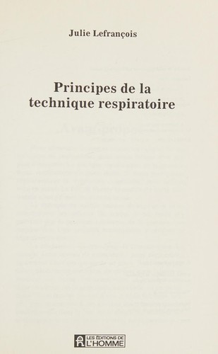 Principes de la technique respiratoire