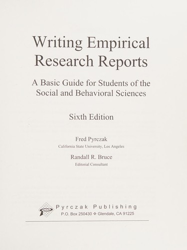 Writing Empirical Research Reports-6th Ed
