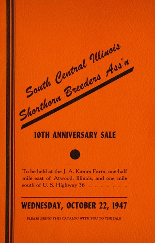 South Central Illinois Shorthorn Breeders Ass'n 10th anniversary sale