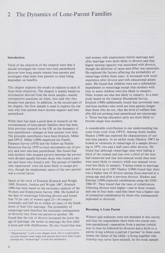 Lone Parent Families in the U.K. (DSS Research Report)