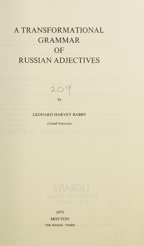 A transformational grammar of Russian adjectives