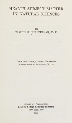 Health subject matter in natural sciences