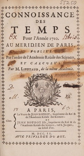 Connoissance des temps pour l'année 1710 au méridien de Paris
