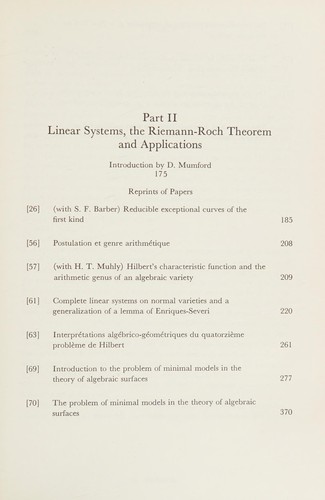 Collected papers (of) Oscar Zariski