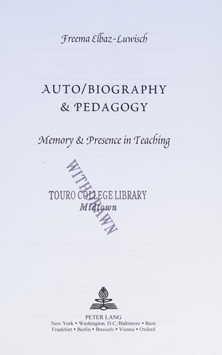 Auto/Biography and Pedagogy