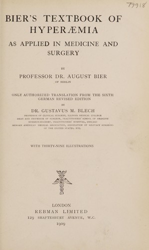 Bier's textbook of hyperæmia as applied in medicine and surgery