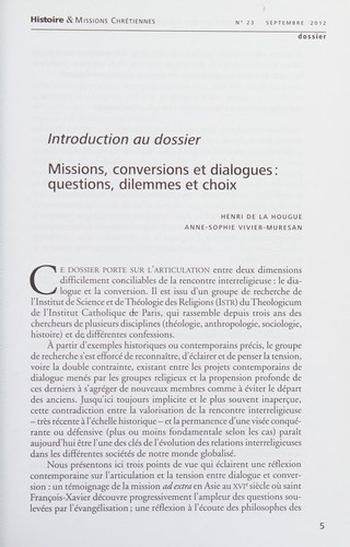 Missions, conversions et dialogues