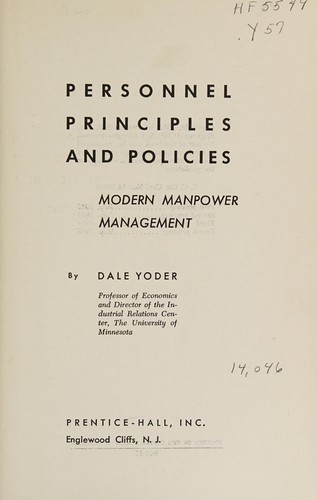 Personnel principles and policies