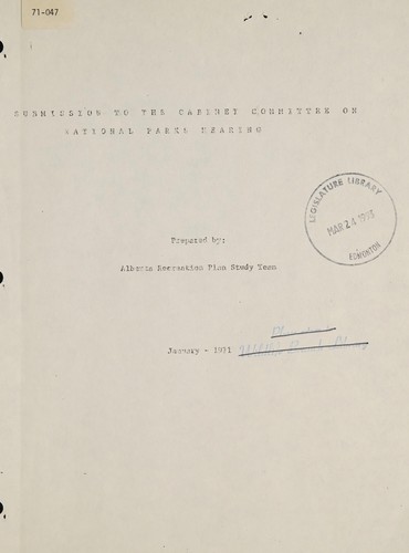 Submission to the cabinet committee on National Parks hearings