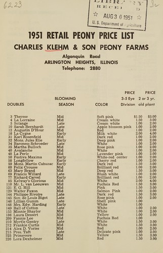 1951 retail peony price list