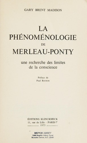 La phénoménologie de Merleau-Ponty