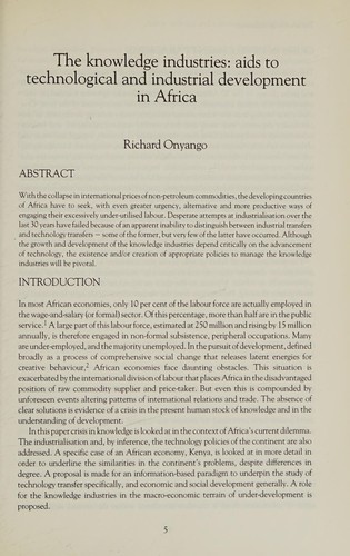 The Knowledge Industries - Levers of Economic and Social Development in the 1990s