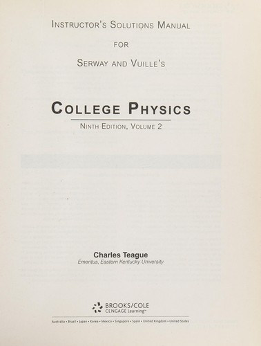 Instructor's solutions manual for Serway and Vuille's College physics