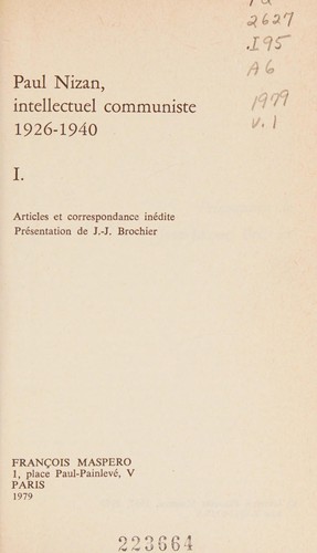 Paul Nizan, intellectuel communiste
