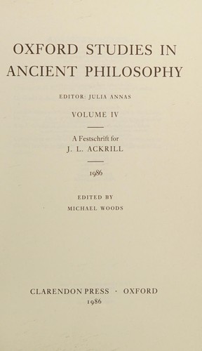 Oxford studies in ancient philosophy