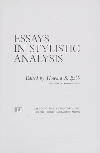 Essays in stylistic analysis