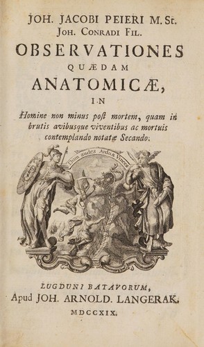 Observationes quaedam anatomicae, in homine non minus post mortem, quam in brutis avibusque viventibus ac mortuis contemplando notatae secando
