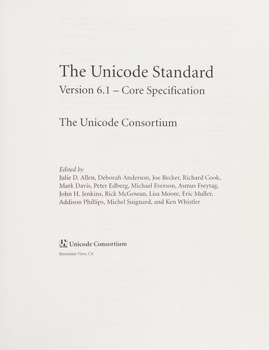 The Unicode standard version 6.1 - core specification