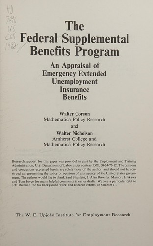 The Federal Supplemental Benefits program