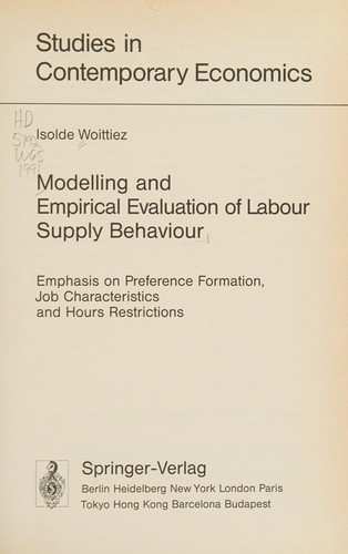 Modelling and empirical evaluation of labour supply behaviour