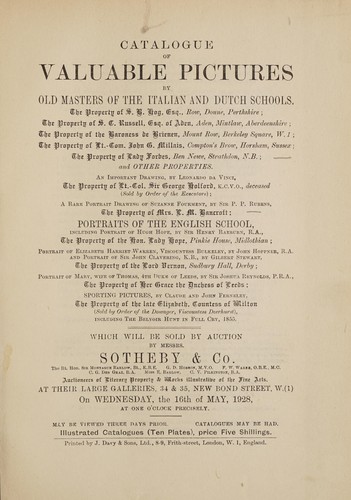 Valuable pictures by old masters of the Italian and Dutch schools
