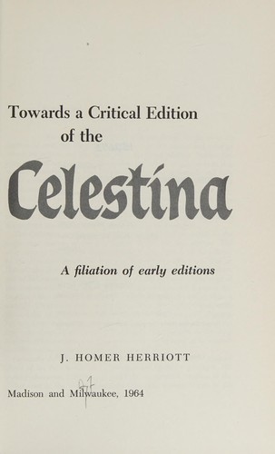 Towards a critical edition of the Celestína