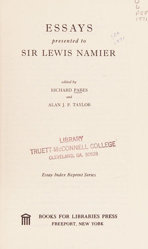 Essays presented to Sir Lewis Namier