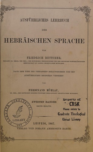 Ausführliches Lehrbuch der hebräischen Sprache