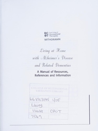 Living at Home with Alzheimer's Disease and Related Dementias
