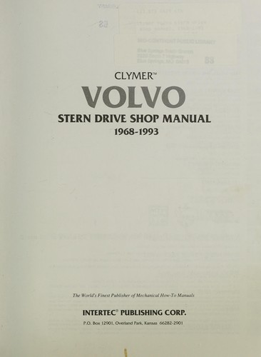 Volvo stern drive shop manual, 1968-1993