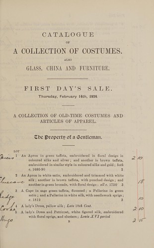 Catalogue of textiles, china, glass and furniture