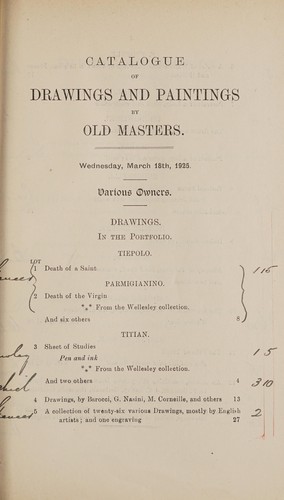 Old master drawings; pictures by old masters