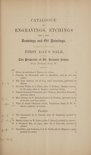 Catalogue of engravings, etchings and a few drawings and oil paintings...