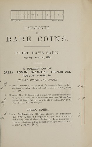 Coins; ... also a collection of Greek coins, the property of a Russian nobleman