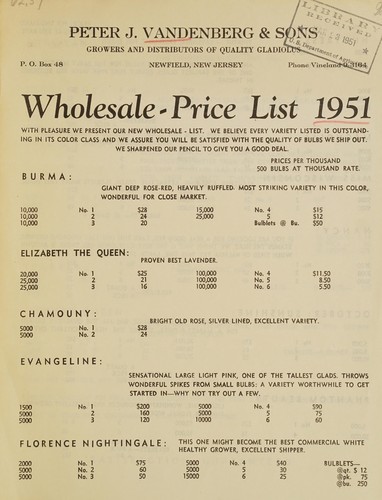 Wholesale-price list 1951