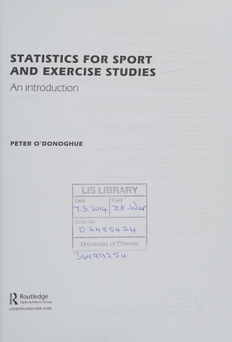 Statistics for sport and exercise studies