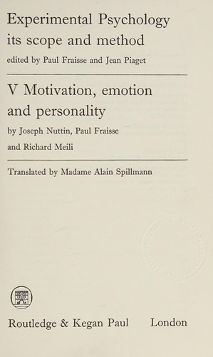 Motivation, emotion and personality
