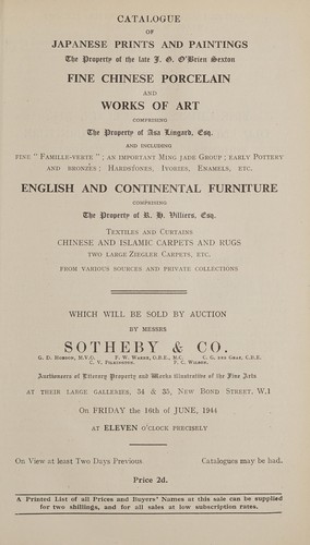 Japanese prints and paintings ... fine Chinese porcelain and works of art ... English and continental furniture