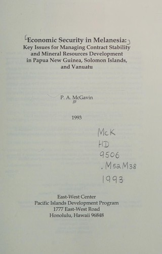 Economic security in Melanesia
