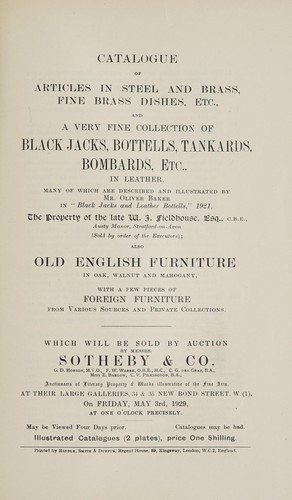 Articles in steel and brass, fine brass dishes; a very fine collection of black jacks, bottells, tankards, bombards; old English furniture