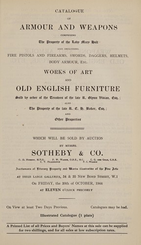 Armour and weapons ... works of art and old English furniture