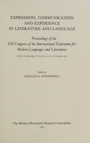 Expression, communication and experience in literature and language