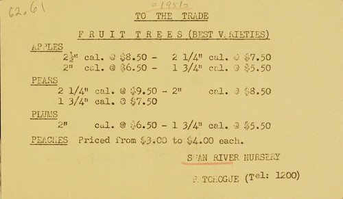To the trade, fruit trees (best varieties)