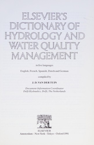 Elsevier'sdictionary of hydrology and water quality management