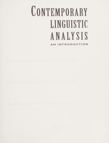 Contemporary linguistic analysis