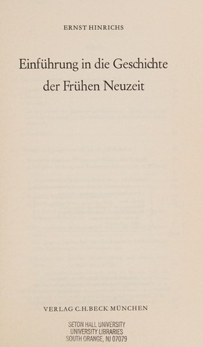 Einführung in die Geschichte der Frühen Neuzeit