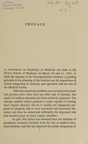 Psychiatry in medicine; [papers]